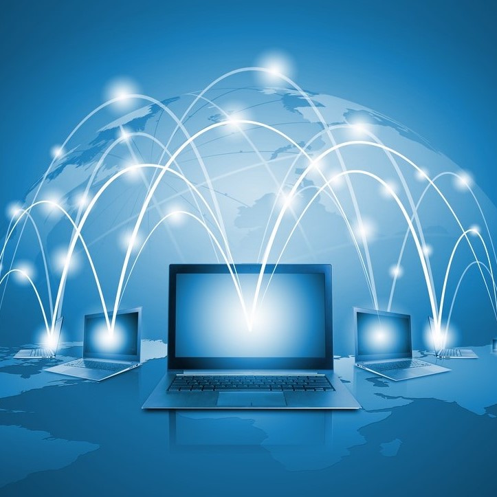 Laptops against globe blue illustration. Globalization concepts-1-1 Laptops against globe blue illustration. Globalization concepts-1-1