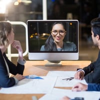 Business team having video conference in the conference room-1