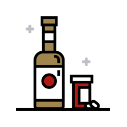 An icon depicting alcohol and drugs